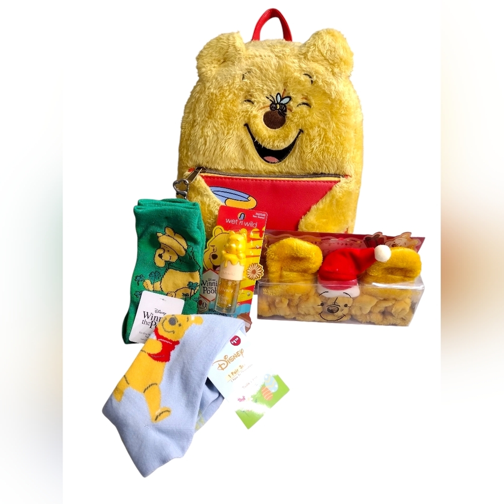 Disney Winnie the Pooh Plush Backpack - Yellow and Red, Free Gifts! 🎁